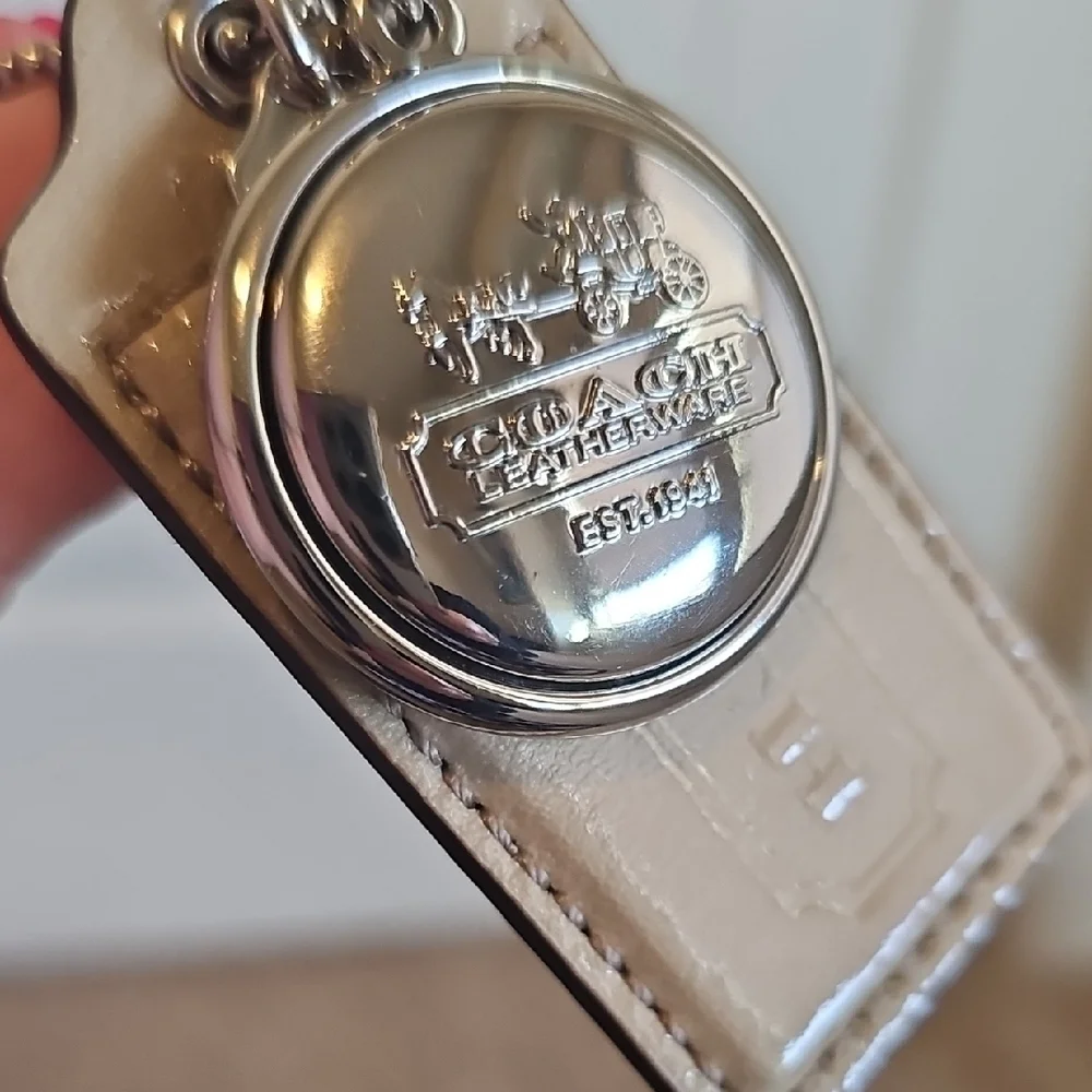 Coach 3 Set Beige and Silver Hang Tag Keychain Set Like New